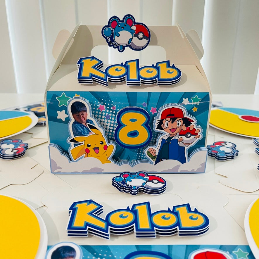 Personalized 3D Pokemon Gable Boxes | Personalized Party Favor Boxes