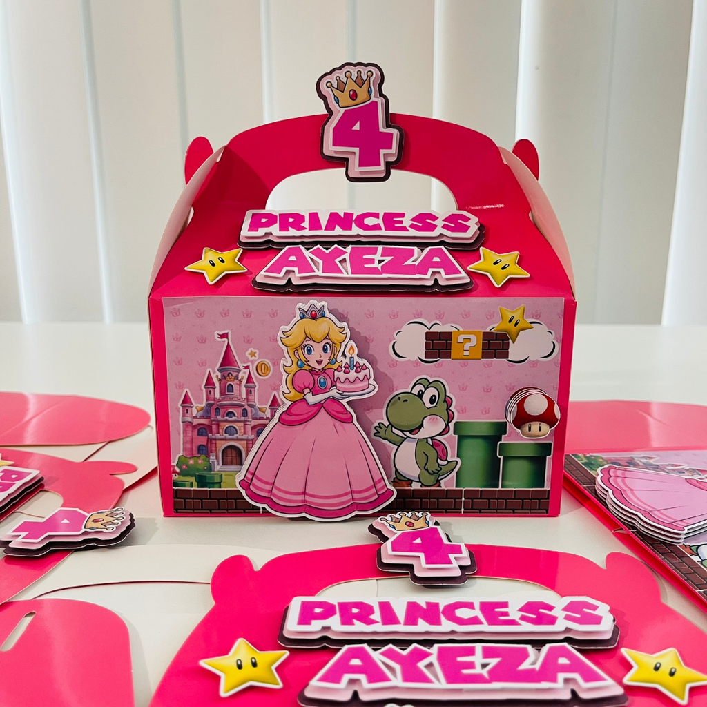 Personalized 3D Princess Peach Gable Boxes | Personalized Party Favor Boxes