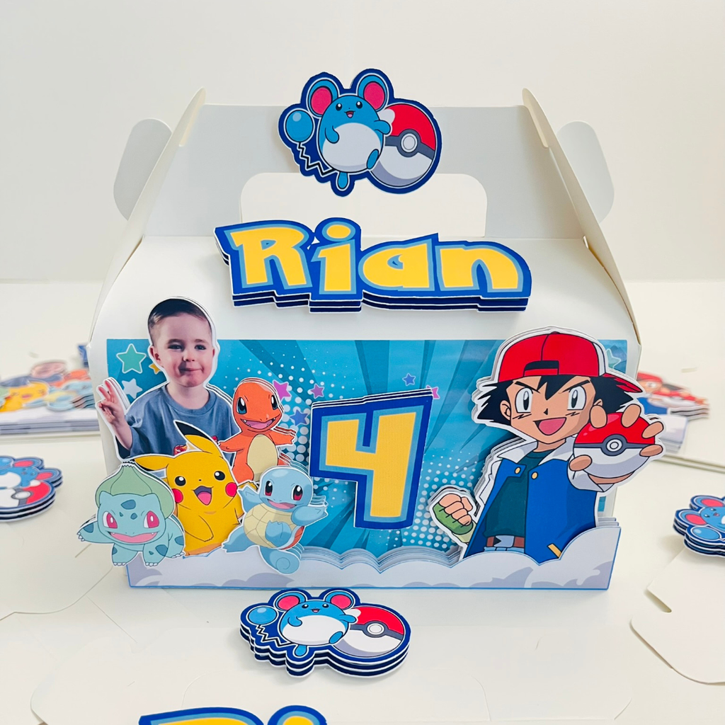 Personalized 3D Pokemon Gable Boxes | Personalized Party Favor Boxes