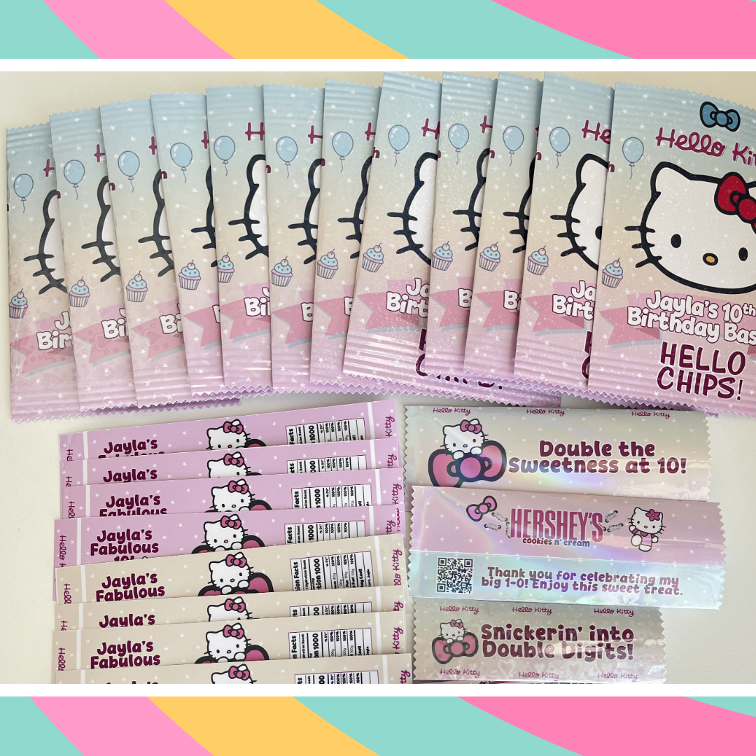 Hello Kitty Theme Personalized Party Bundle | Custom Birthday Party Favors