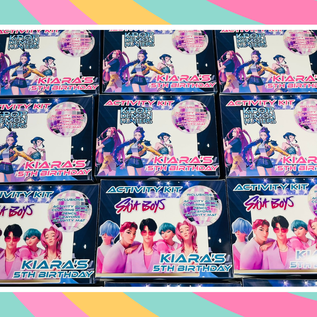 Personalized KPOP Demon Hunters Birthday Activity Kit for Kids | Personalized Party Favor