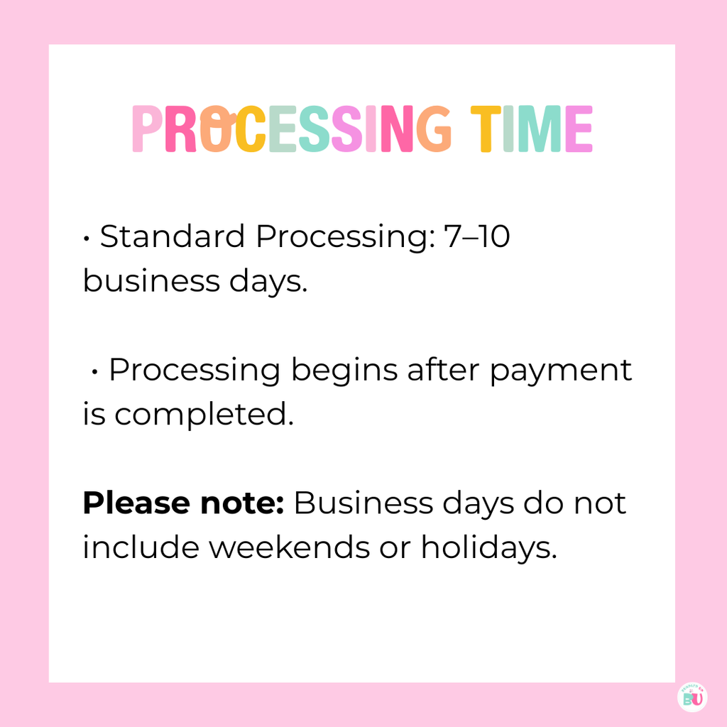 Processing time information with colorful text on a pink background