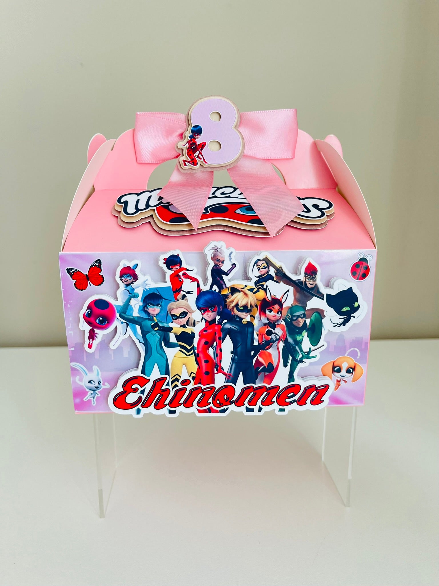 Personalized 3D Lady Bug and Cat Noir Miraculous Gable Boxes | Personalized Party Favor Boxes