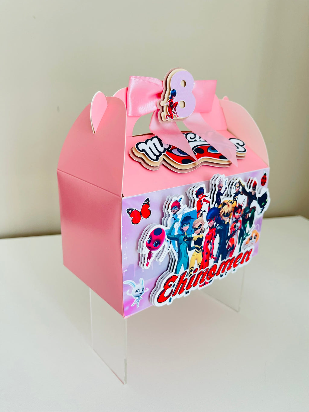 Lady Bug and Cat Noir Miraculous 3D Gable Boxes Treat and Gift Boxes Personalized Party Favor Boxes