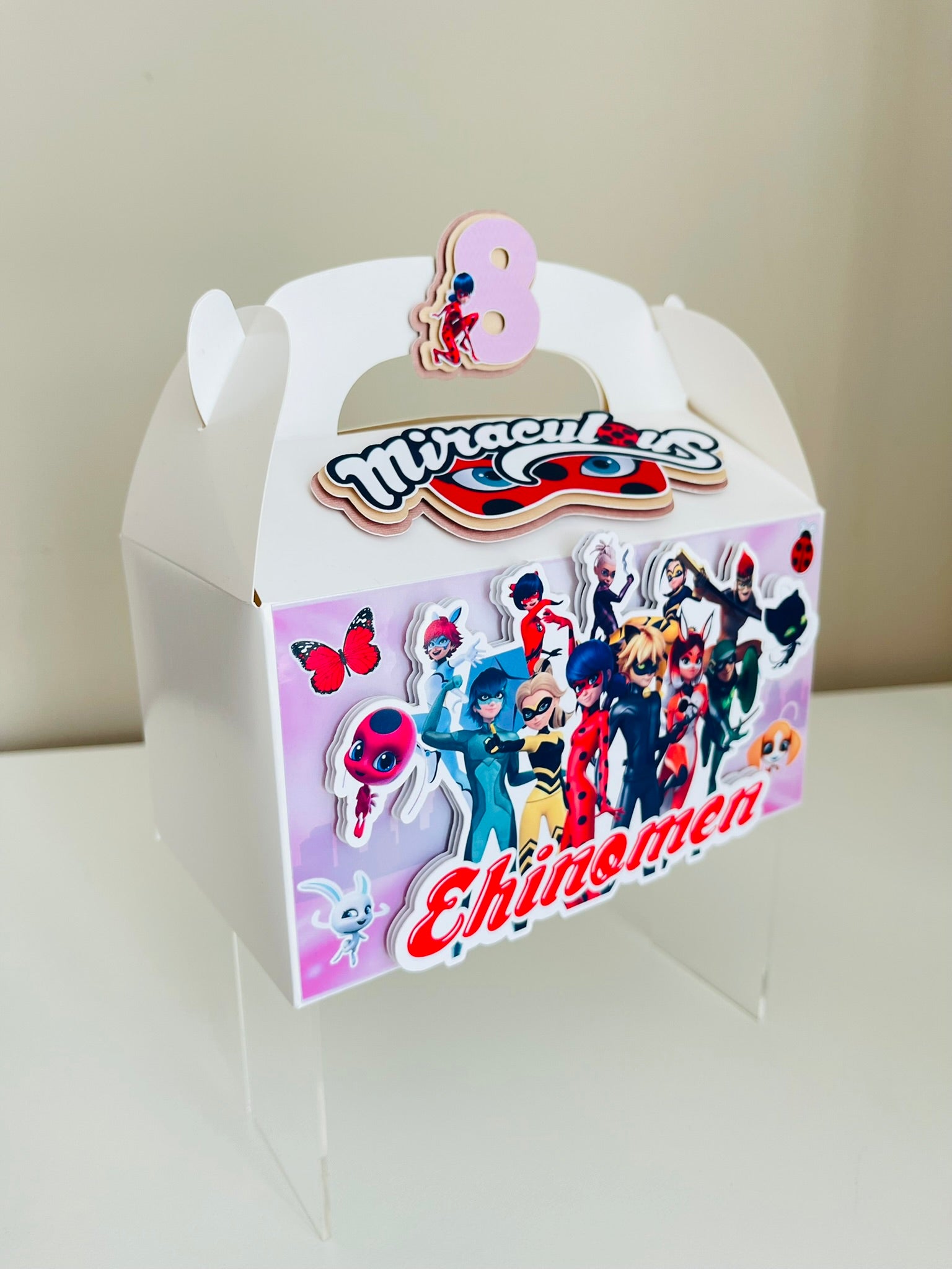 Personalized 3D Lady Bug and Cat Noir Miraculous Gable Boxes | Personalized Party Favor Boxes