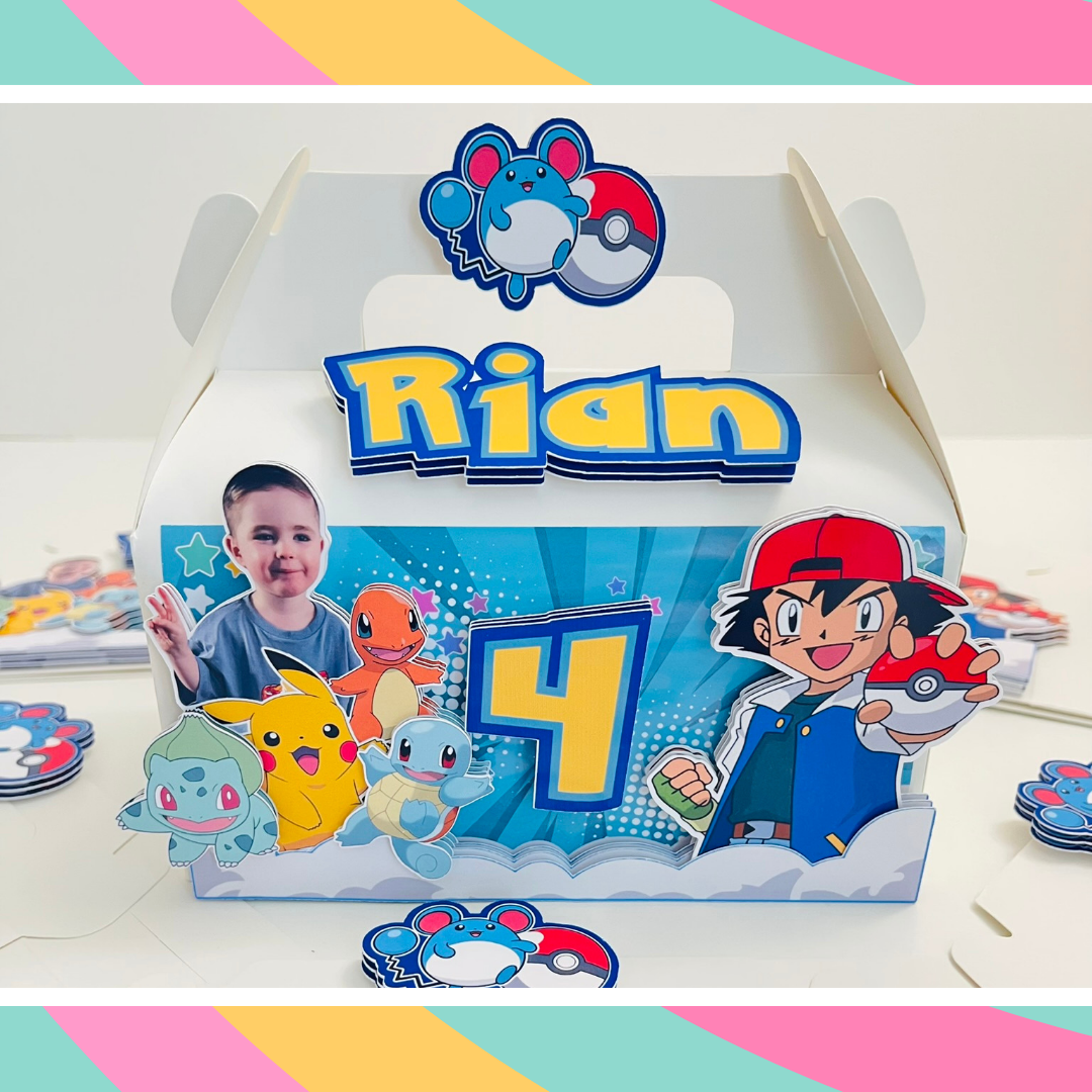 Personalized 3D Pokemon Gable Boxes | Personalized Party Favor Boxes